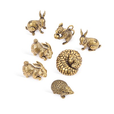 Lot 141 - A GROUP OF SEVEN BRONZE ANIMAL MODELS