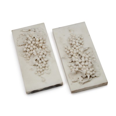 Lot 609 - A PAIR OF ITALIAN CARVED WHITE MARBLE PLAQUES