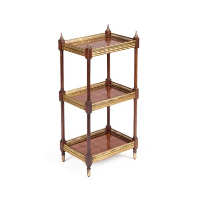Lot 665 - A FRENCH GILT-METAL MOUNTED PARQUETRY ETAGERE