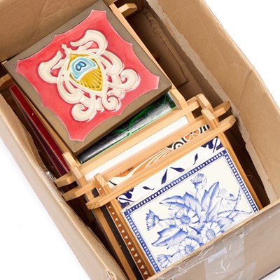 Lot 80 - A COLLECTION OF VICTORIAN AND LATER POTTERY TILES