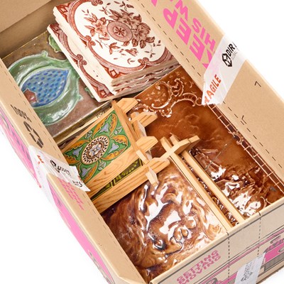 Lot 78 - A COLLECTION OF VICTORIAN AND LATER POTTERY TILES