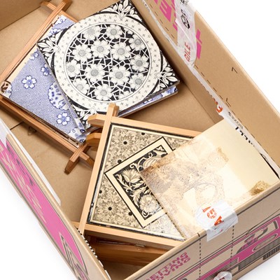 Lot 58 - A COLLECTION OF VICTORIAN AND LATER POTTERY TILES