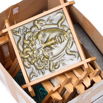 Lot 100 - A GROUP OF VICTORIAN AND LATER POTTERY TILES