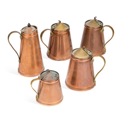 Lot 179 - A GROUP OF EARLY 20TH CENTURY COPPER AND BRASS FLASKS