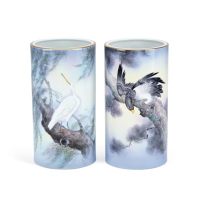 Lot 36 - A LARGE PAIR OF NORITAKE VASES