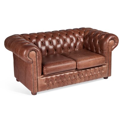 Lot 670 - AN ALPINE TAN LEATHER CHESTERFIELD SETTEE