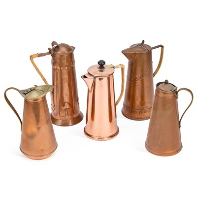 Lot 198 - A GROUP OF EARLY 20TH CENTURY COPPER FLAGONS