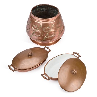 Lot 226 - A PAIR OF WAS (WILLIAM ARTHUR SMITH) BENSON COPPER TABLE DISHES