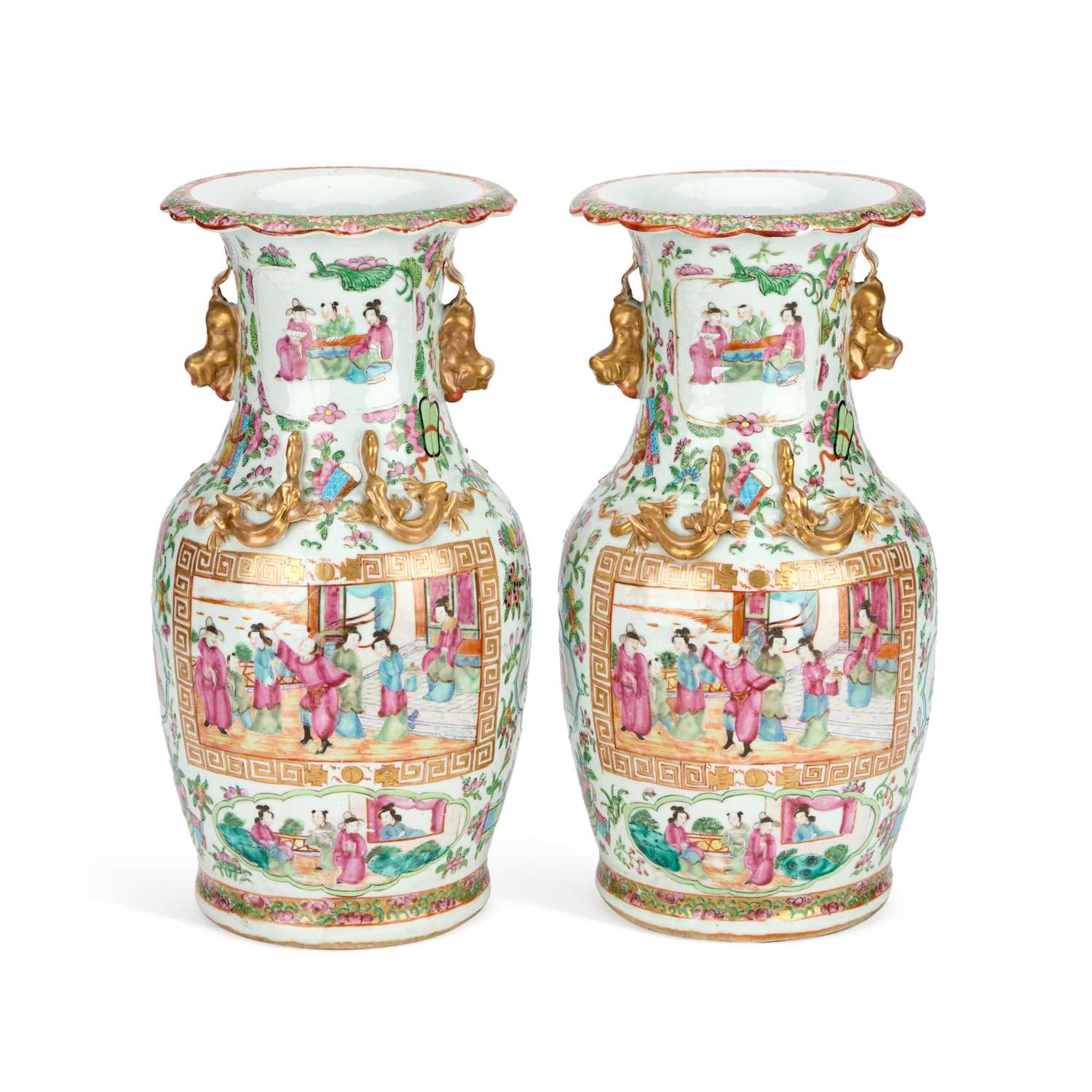 Lot 39 - A PAIR OF CHINESE FAMILLE ROSE VASES