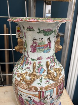 Lot 39 - A PAIR OF CHINESE FAMILLE ROSE VASES