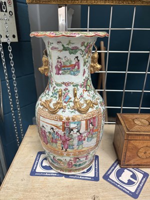 Lot 39 - A PAIR OF CHINESE FAMILLE ROSE VASES