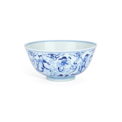 Lot 75 - A CHINESE BLUE AND WHITE PORCELAIN 'FIGURES' BOWL