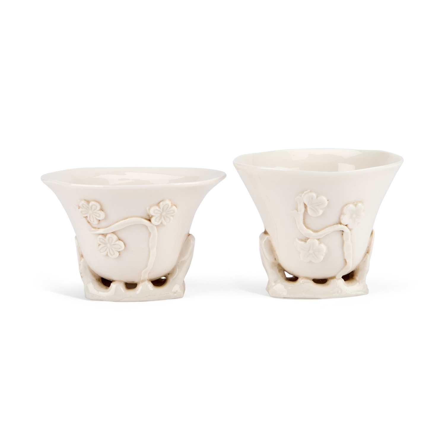 Lot 40 - TWO CHINESE BLANC-DE-CHINE LIBATION CUPS