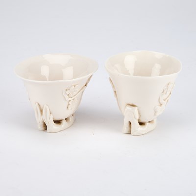 Lot 40 - TWO CHINESE BLANC-DE-CHINE LIBATION CUPS