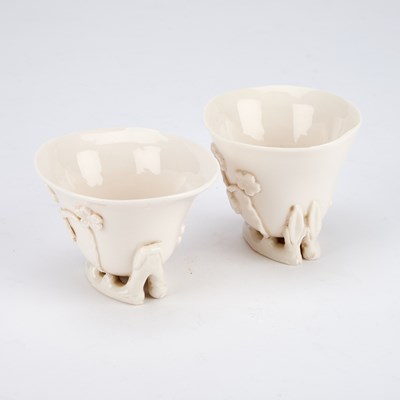 Lot 40 - TWO CHINESE BLANC-DE-CHINE LIBATION CUPS