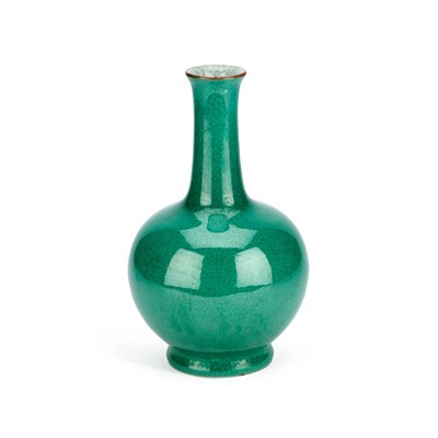 Lot 103 - A CHINESE GREEN-GLAZED PORCELAIN BOTTLE VASE