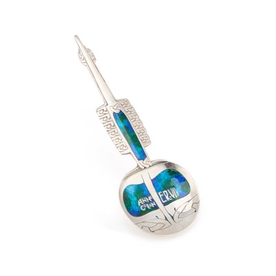 Lot 322 - A LARGE LIBERTY & CO CYMRIC SILVER AND ENAMEL SPOON