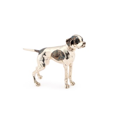 Lot 218 - AN ITALIAN SILVER MODEL OF A POINTER DOG