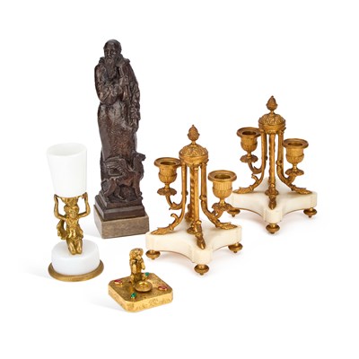 Lot 137 - A 19TH CENTURY GILT-METAL NOVELTY DESK PIECE