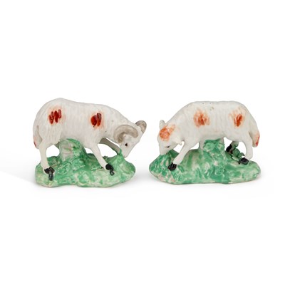 Lot 38 - A PAIR OF DERBY MODELS OF SHEEP