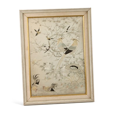 Lot 120 - A FINE JAPANESE SILK NEEDLEWORK PICTURE