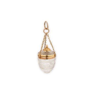 Lot 567 - A FINE GOLD-MOUNTED ROCK CRYSTAL VINAIGRETTE