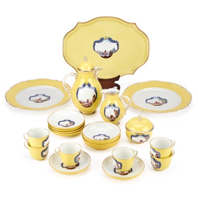 Lot 24 - A NYMPHENBURG YELLOW-GROUND PORCELAIN COFFEE SET