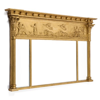 Lot 740 - A REGENCY GILT AND GESSO OVERMANTEL MIRROR