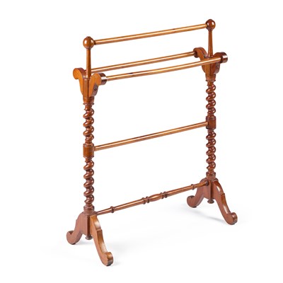 Lot 768 - A VICTORIAN STYLE MAHOGANY TOWEL RAIL