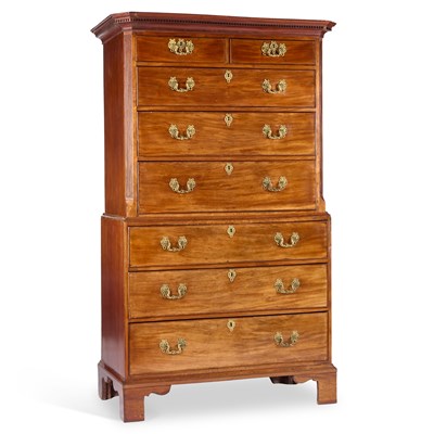 Lot 758 - A GEORGE III MAHOGANY CHEST ON CHEST