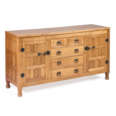 Lot 732 - SID POLLARD OF THIRSK, AN OAK 5-FOOT SIDEBOARD