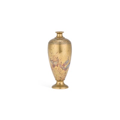 Lot 53 - A JAPANESE BRONZE AND MIXED METAL VASE