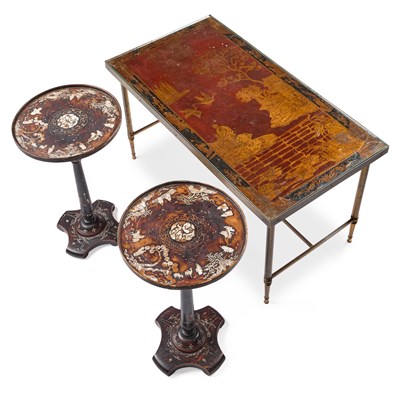 Lot 747 - A MID-CENTURY CHINOISERIE LACQUER AND BRASS COFFEE TABLE
