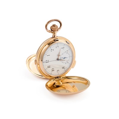 Lot 322 - AN 18K GOLD MINUTE REPEATER CHRONOGRAPH POCKET WATCH