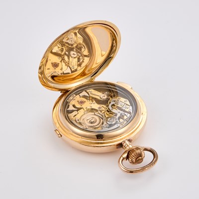 Lot 322 - AN 18K GOLD MINUTE REPEATER CHRONOGRAPH POCKET WATCH