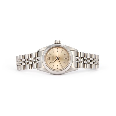 Lot 349 - A LADY'S STEEL ROLEX OYSTER PERPETUAL BRACELET WATCH