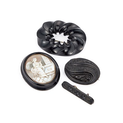 Lot 440 - FOUR VICTORIAN MOURNING BROOCHES