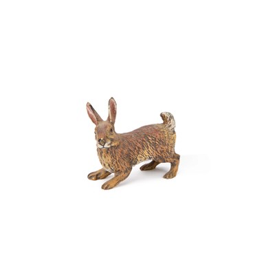 Lot 584 - A COLD PAINTED BRONZE MODEL OF A HARE