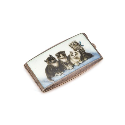 Lot 268 - A CONTINENTAL 900-STANDARD SILVER AND ENAMEL CIGARETTE CASE