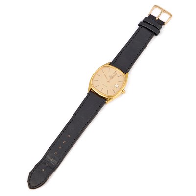 Lot 331 - A GENTS GOLD PLATED OMEGA DE VILLE STRAP WATCH