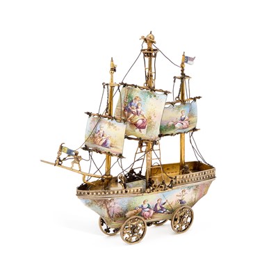 Lot 604 - A VIENNESE SILVER-GILT AND ENAMEL NEFF