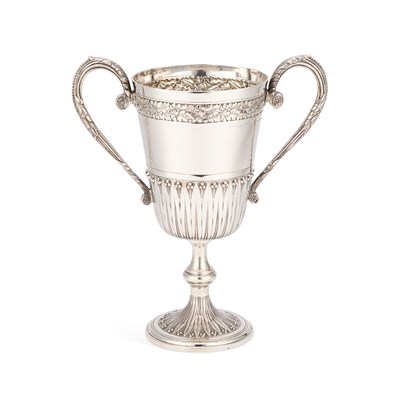 Lot 283 - A LARGE VICTORIAN SILVER TWO-HANDLED TROPHY CUP