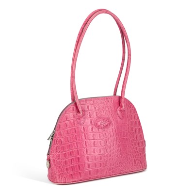 Lot 473 - A MULBERRY PINK LEATHER BRETON BAG