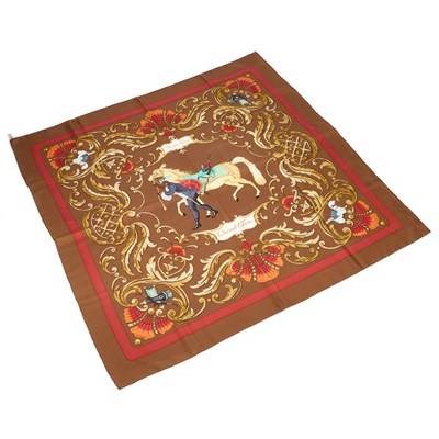 Lot 428 - A HERMES PARIS 'CHEVAL TURC' SILK SCARF