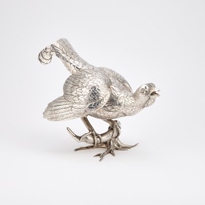 Lot 269 - A GERMAN CAST 800-STANDARD SILVER MODEL OF A CAPERCAILLIE