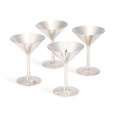 Lot 126 - CARTIER, A SET OF FOUR STERLING SILVER COCKTAIL COUPES
