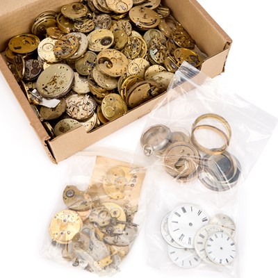 Lot 224 - A MIXED LOT OF POCKET WATCH MOVEMENTS AND PARTS