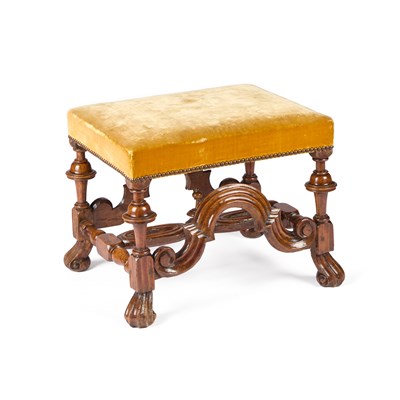 Lot 763 - A WILLIAM AND MARY STYLE WALNUT STOOL