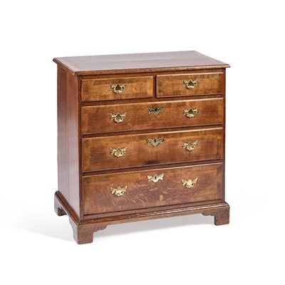 Lot 743 - AN 18TH CENTURY OAK AND WALNUT CHEST OF DRAWERS