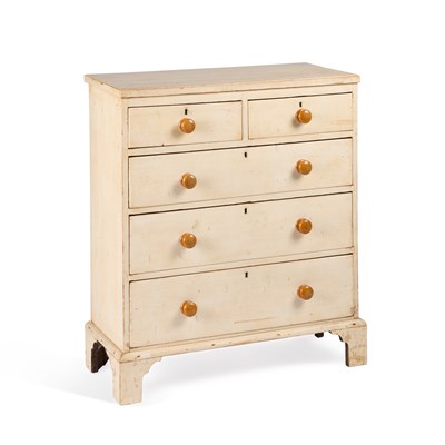 Lot 751 - A 19TH CENTURY PAINTED PINE CHEST OF DRAWERS
